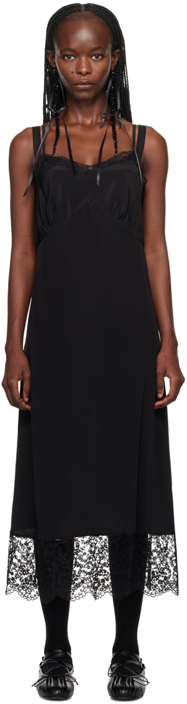 Simone Rocha Black Lace Trim Midi Dress