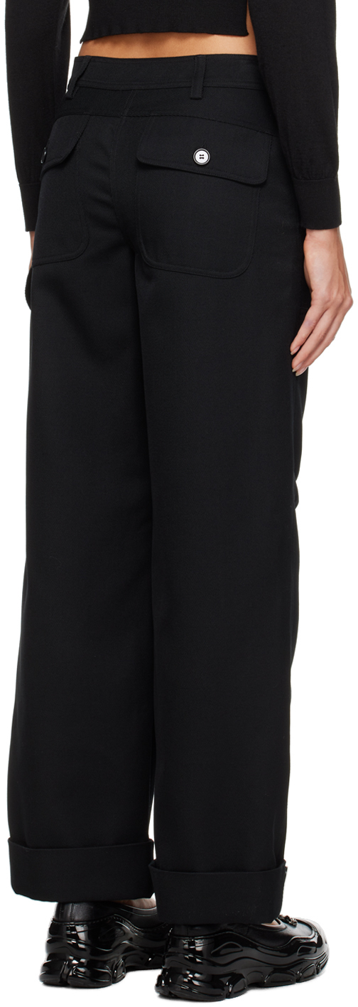 Simone Rocha Wool-twill Wide-leg Trousers In Black