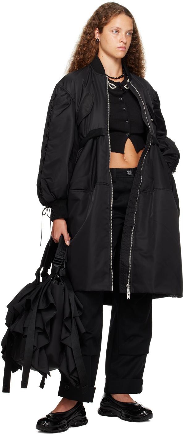 Simone Rocha Wool-twill Wide-leg Trousers In Black