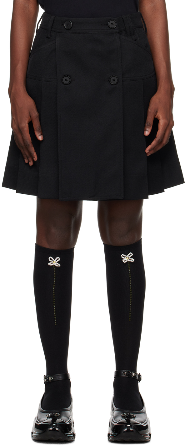 Shop Simone Rocha Black Pleated Miniskirt