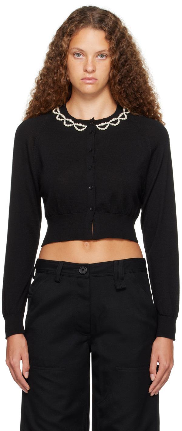 Black Cropped Cardigan by Simone Rocha on Sale