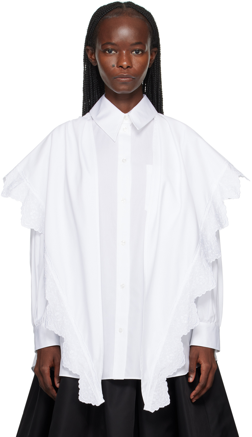 Simone Rocha White Pointed Collar Shirt In White/white