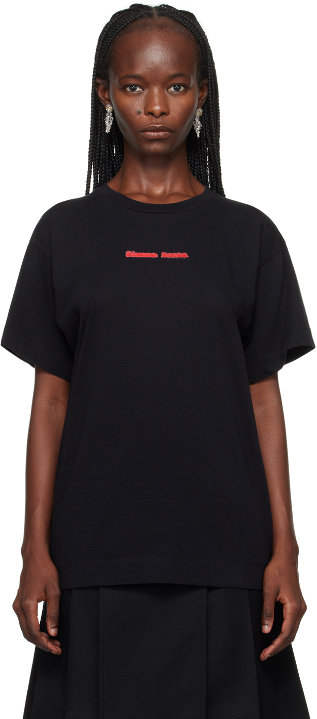 Simone Rocha Black Printed T-shirt In Black/red