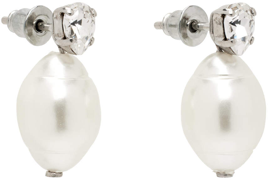 Simone Rocha Silver & White Egg Stud Earrings | Smart Closet