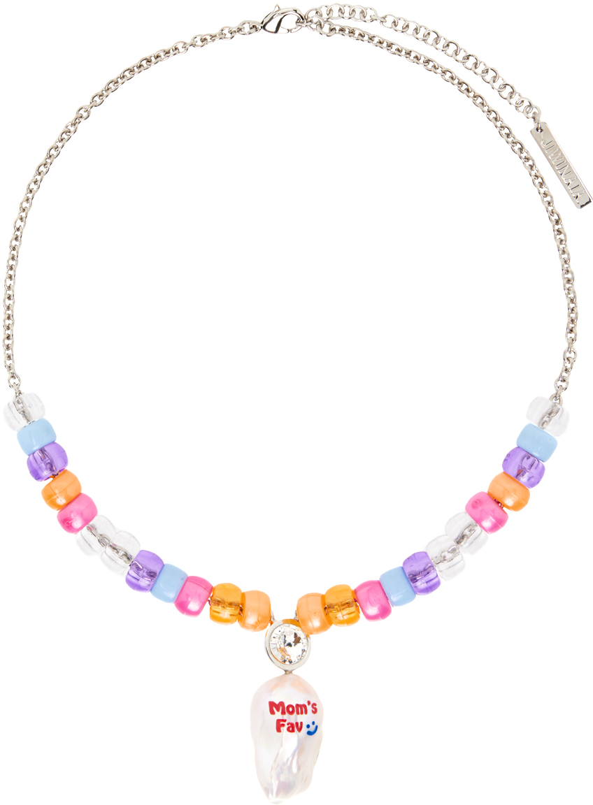 Jiwinaia Ssense Exclusive Kids Silver 'mom's Favourite' Necklace In Palladium