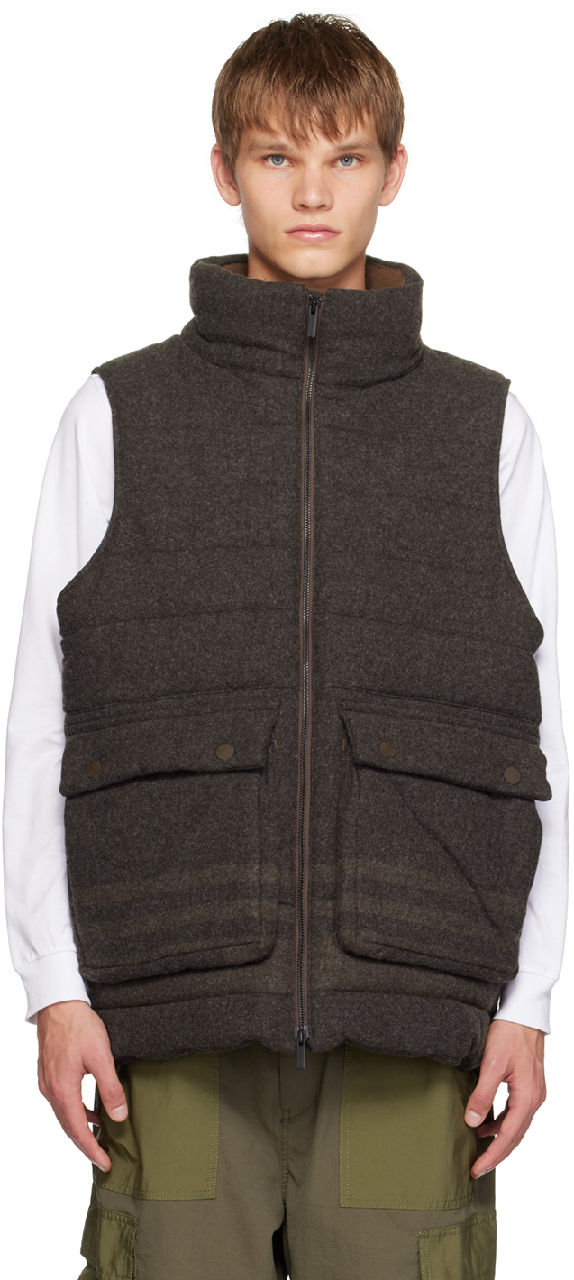 Shop White Mountaineering Brown Check Vest