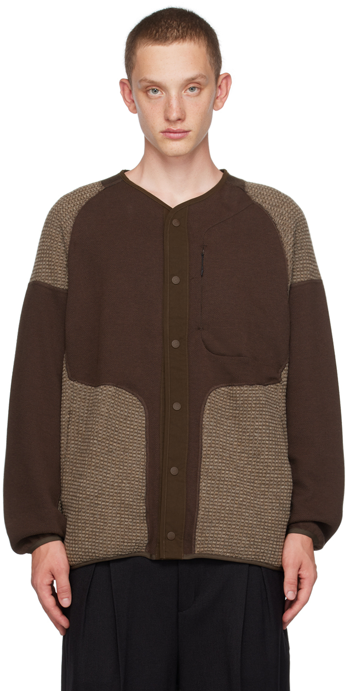 White Mountaineering Brown Patchwork Cardigan