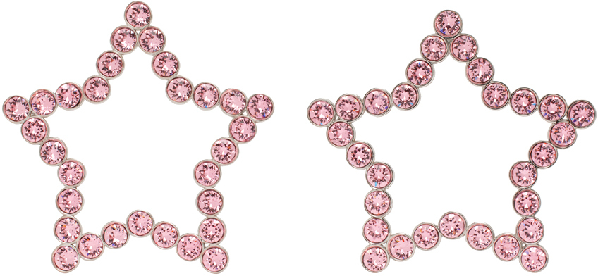 Safsafu SSENSE Exclusive Silver Pink Star Earrings