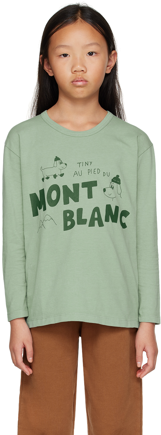 Tinycottons Kids Green 'mont Blanc' Long Sleeve T-shirt In Fern