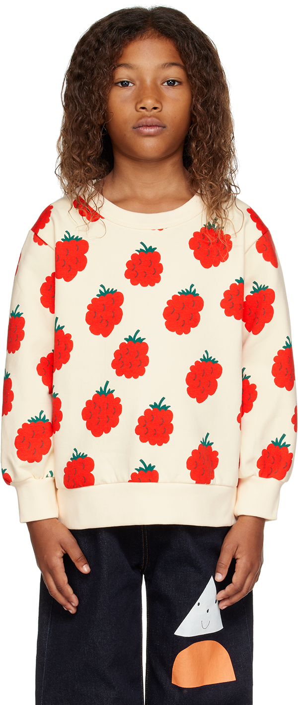 Shop Tinycottons Kids Off-white Raspberries Sweatshirt In Light Cream