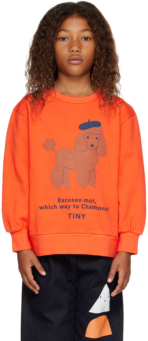 Tinycottons Kids Orange Tiny Poodle Sweatshirt In Summer Red