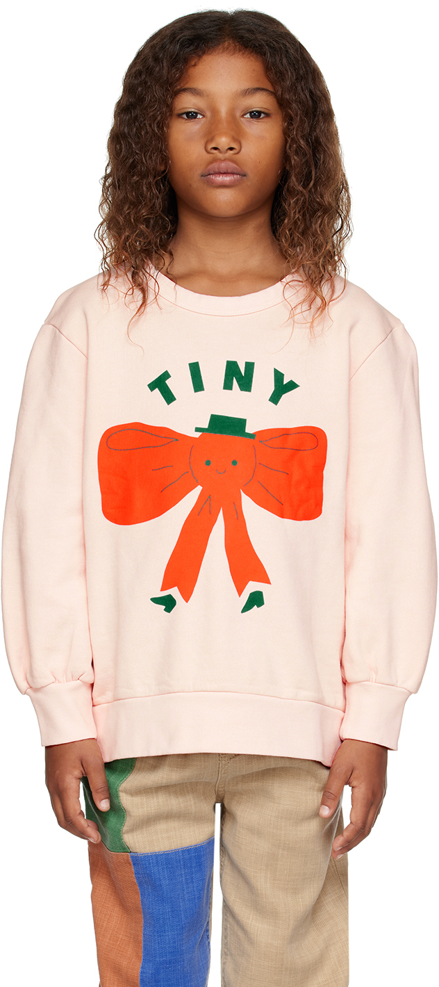 Tinycottons Kids Pink Tiny Bow Sweatshirt In Soft Pink