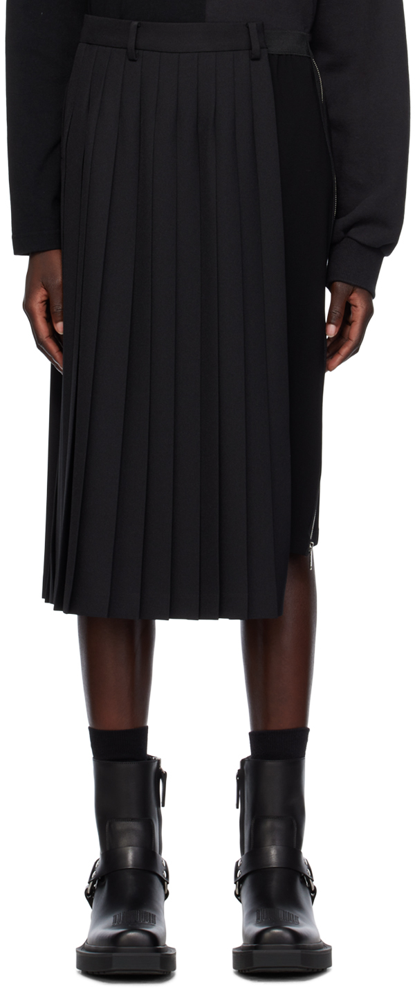 Black Pleated Midi Skirt