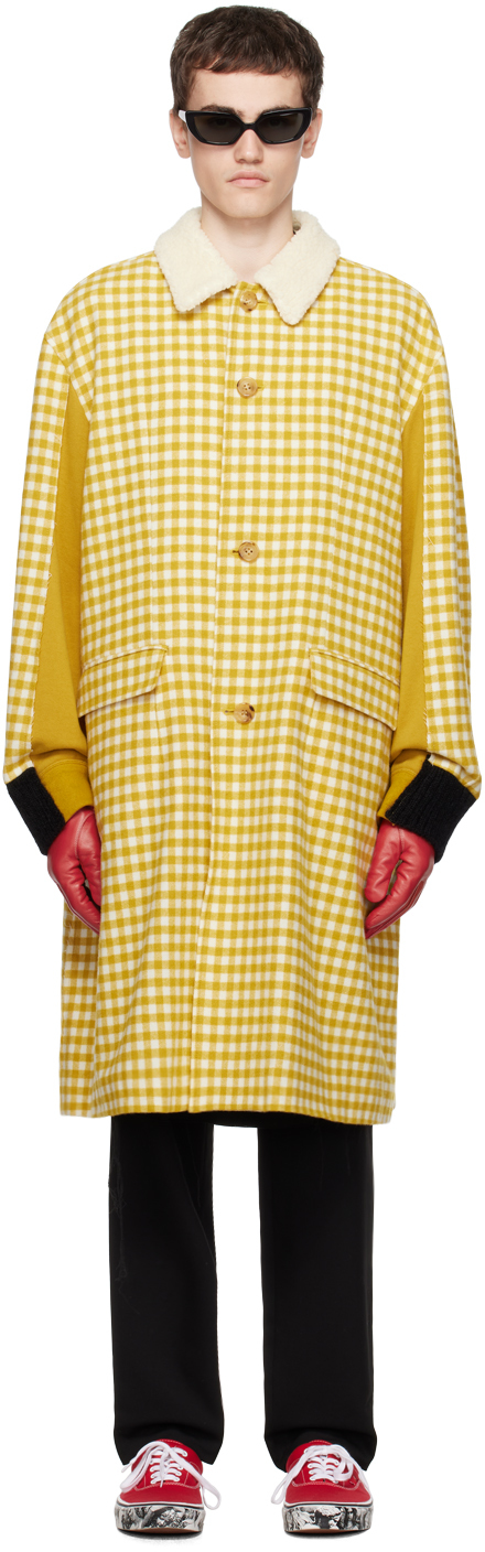 Undercover Yellow Check Coat In Yellow Ck