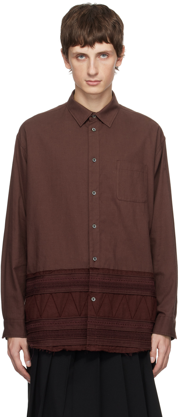 Undercover Burgundy Frayed Shirt In Bordeaux