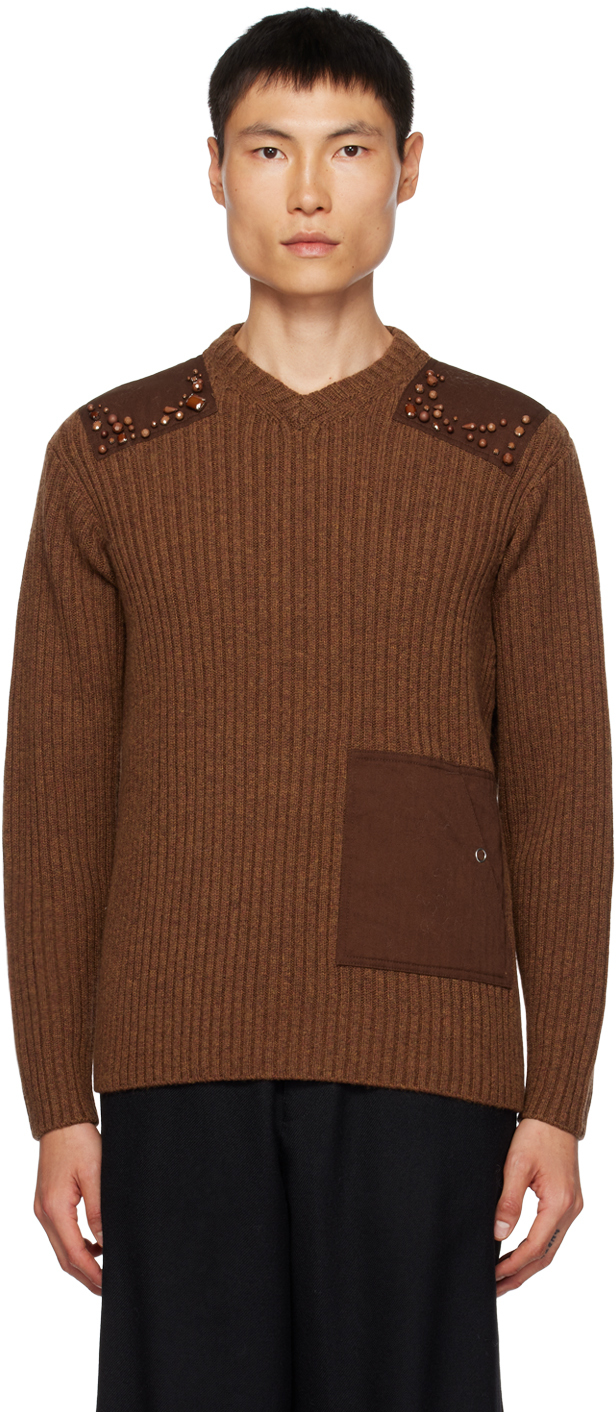 Brown Beaded Sweater