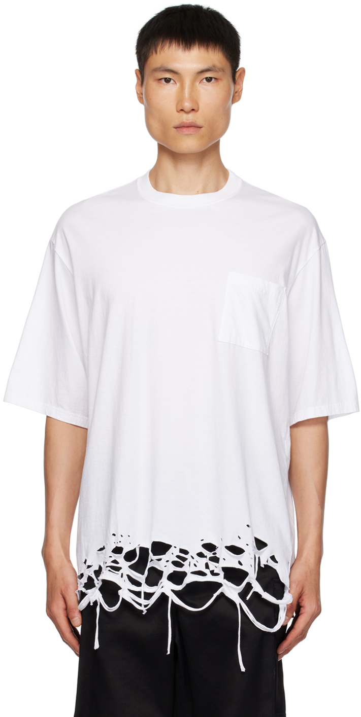 UNDERCOVER: White Ripped T-Shirt | SSENSE