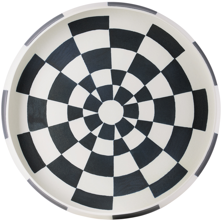 White & Black Damier Round Platter by L'OBJET | SSENSE