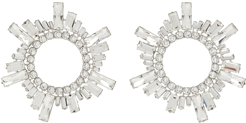 Amina Muaddi Silver Begum Earrings