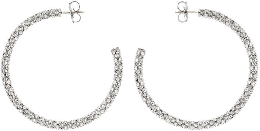 Amina Muaddi Silver Large Cameron Hoop Earrings