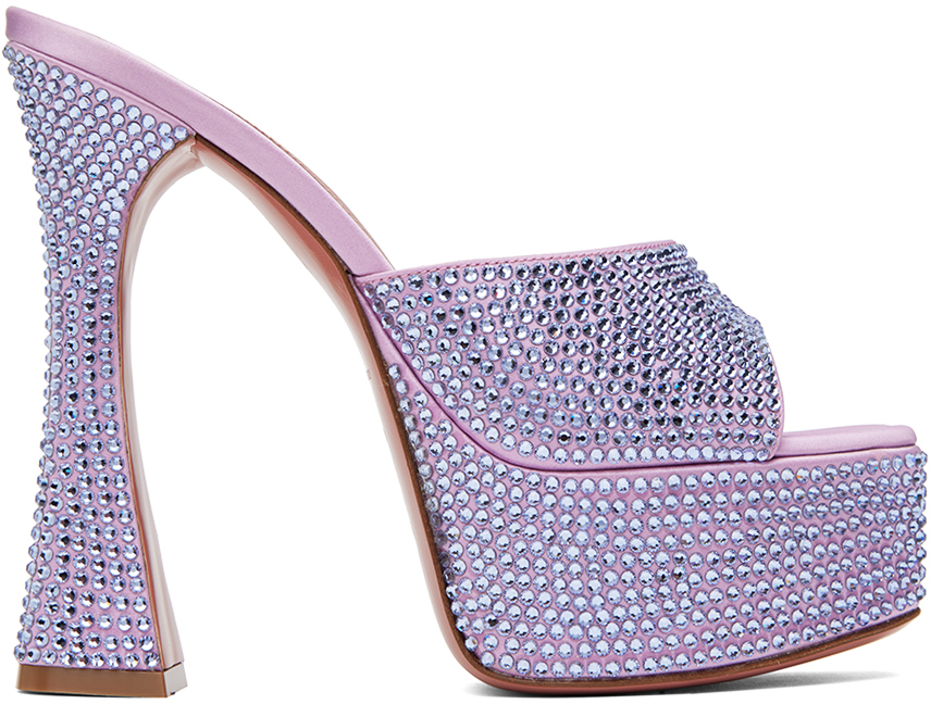 Amina Muaddi Purple Dalida Crystal Heeled Sandals In Lilac | ModeSens