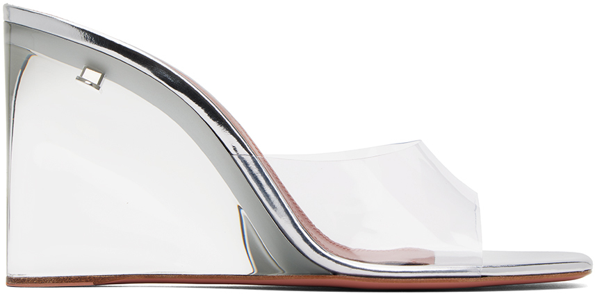 Transparent Lupita Glass Wedge Slippers