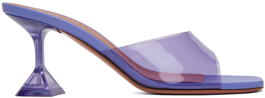 Amina Muaddi Purple Lupita Glass 70 Heeled Sandals In Tanzanite