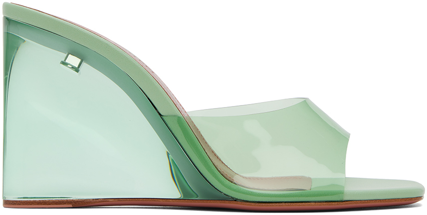 Green Lupita Glass Wedge Heeled Sandals