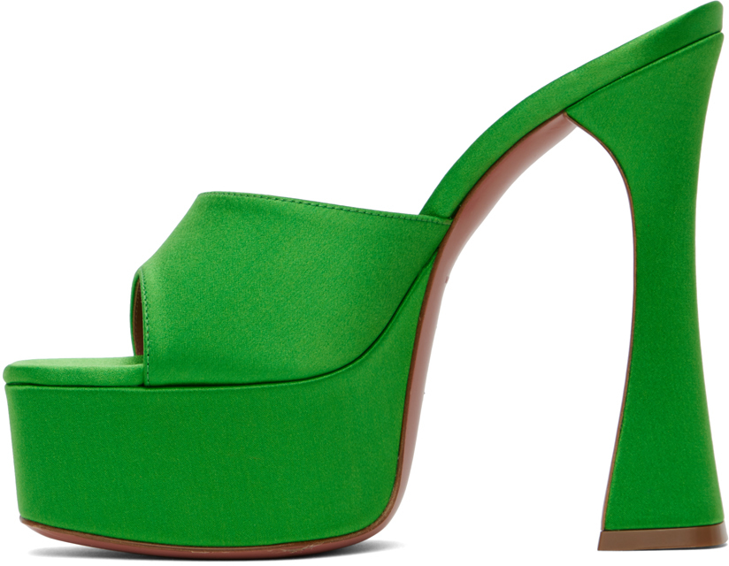 Amina Muaddi Green Dalida Plateau Heeled Sandals In Shamrock