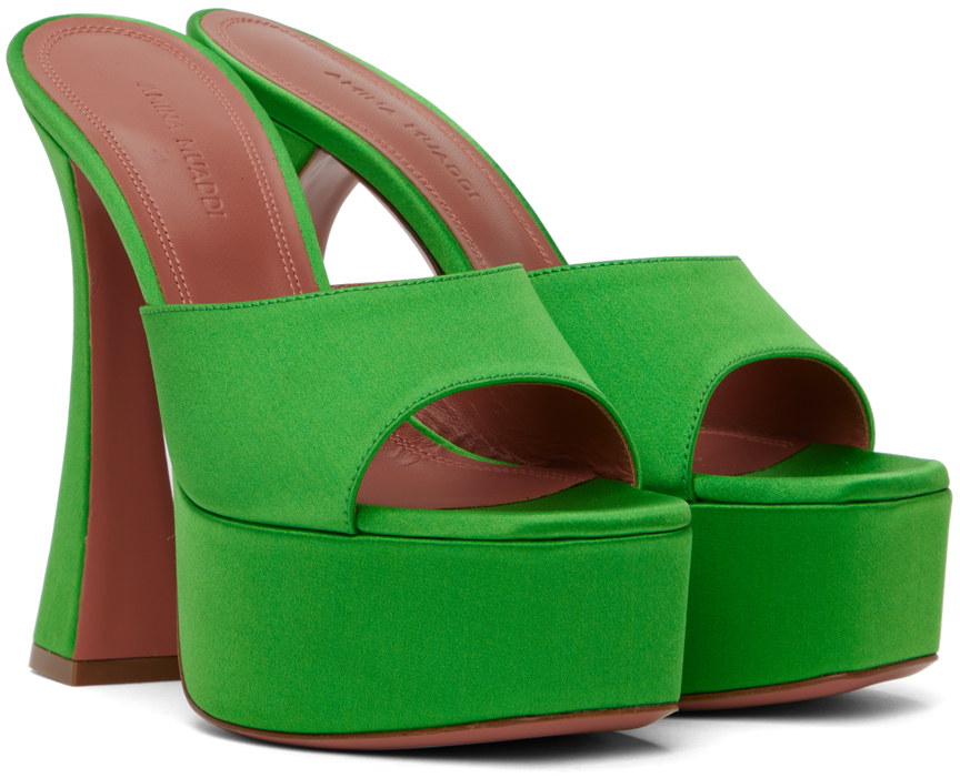 Amina Muaddi Green Dalida Plateau Heeled Sandals In Shamrock