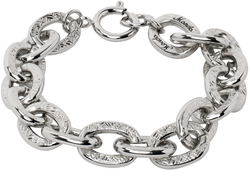 Silver Scroll Chain Bracelet by Mondo Mondo on Sale