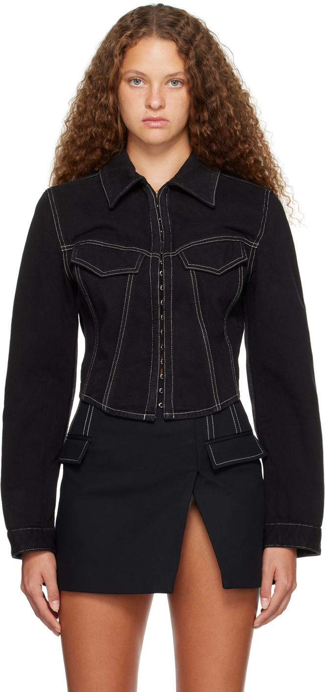 Black Garment-Dyed Denim Jacket