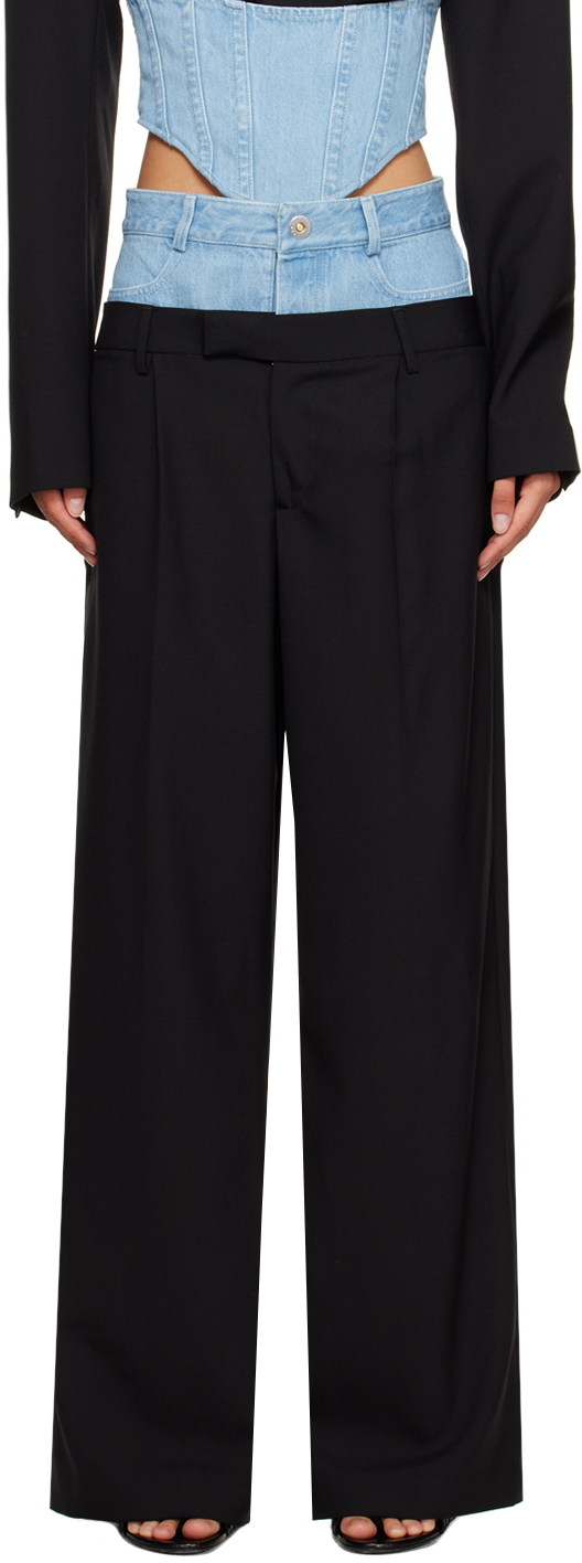 Dion Lee Black & Blue Hybrid Trousers In Black/cyan