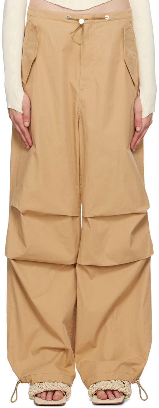 DION LEE BROWN ELASTICIZED TROUSERS