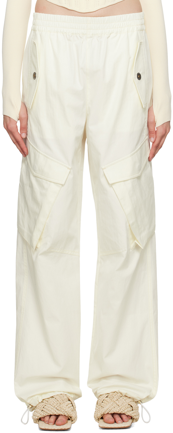 Dion Lee White Elasticized Trousers In Ivory