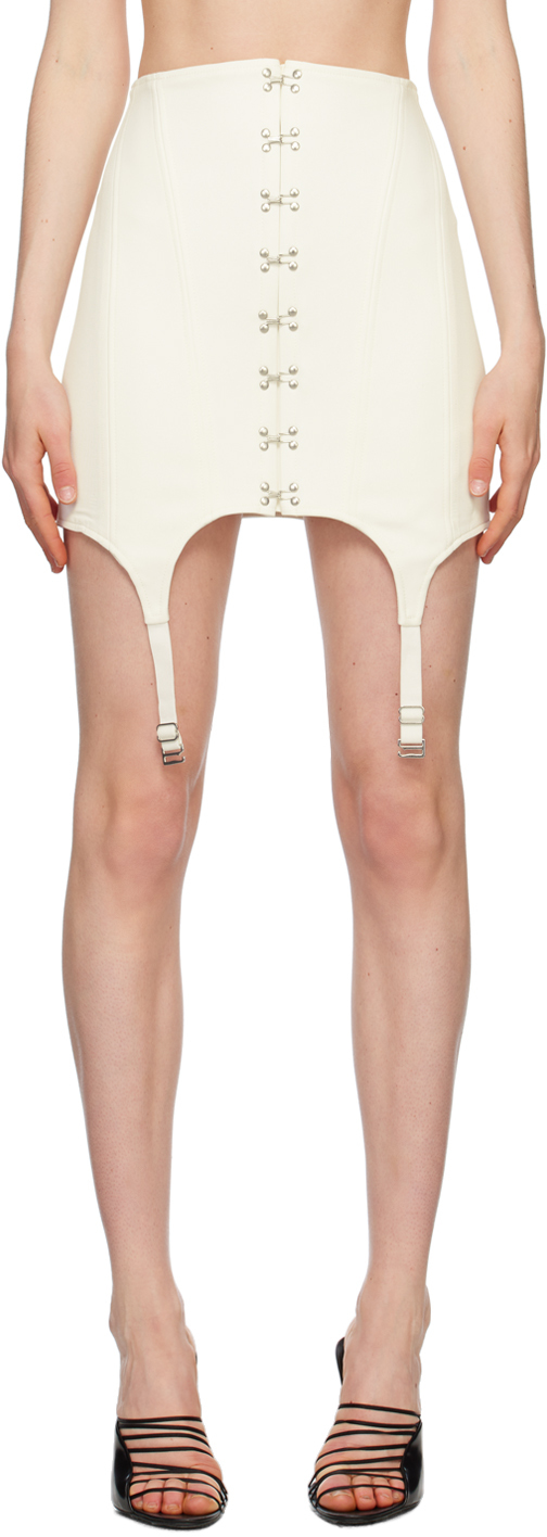 Dion Lee Off-white Corset Garter Miniskirt In Ivory