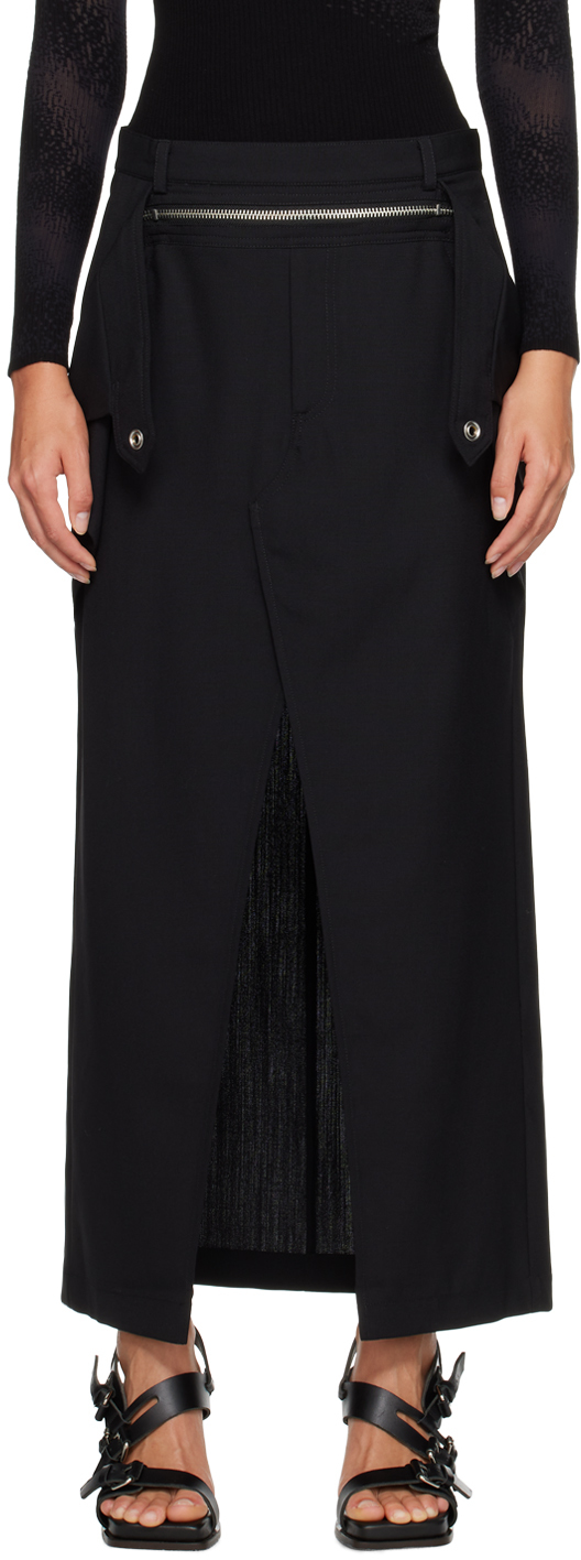 Black Zip Midi Skirt