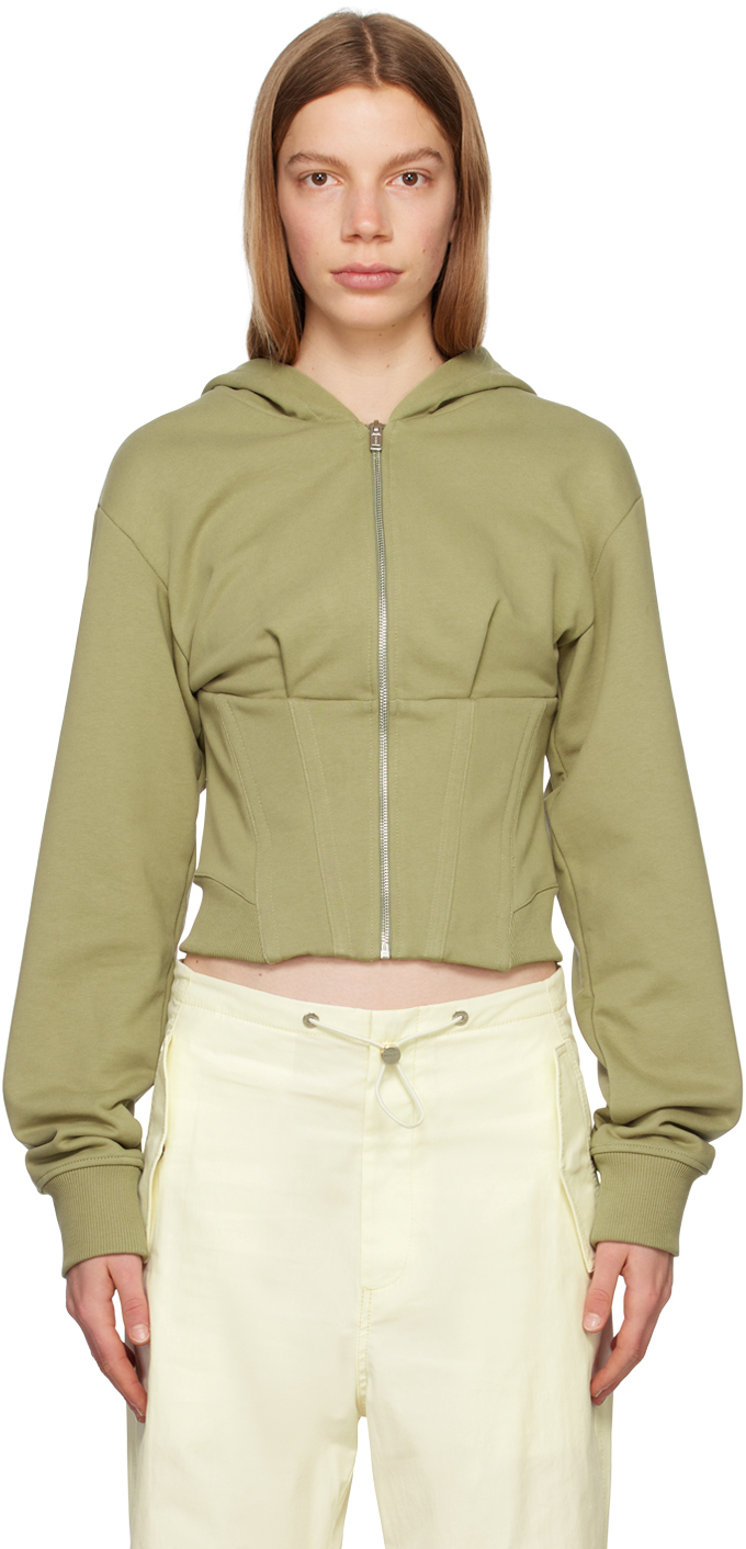 DION LEE KHAKI LAYERED HOODIE