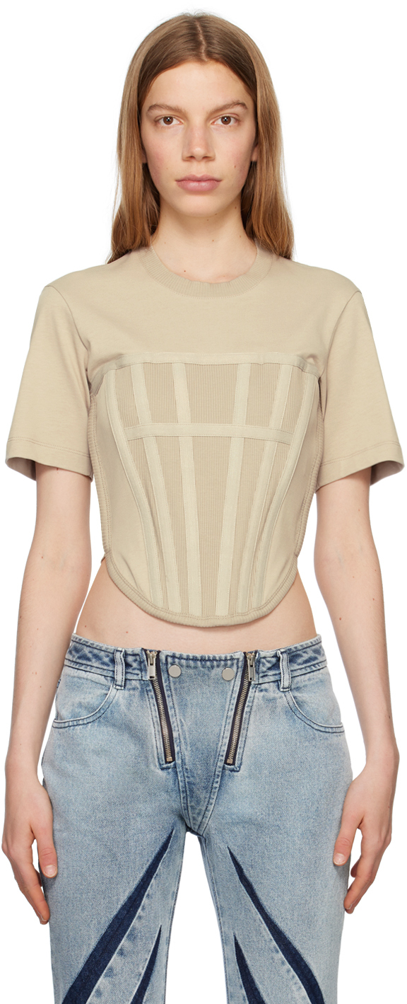 Dion Lee Taupe Corset T-Shirt