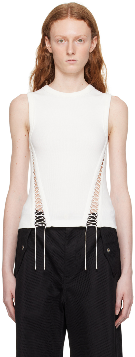 Dion Lee White Ribbed Tank Top In Ivory