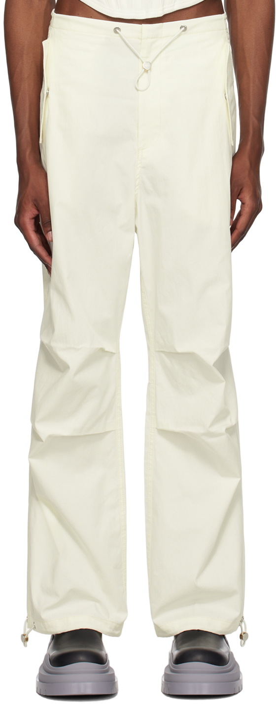 White Toggle Parachute Trousers by Dion Lee on Sale