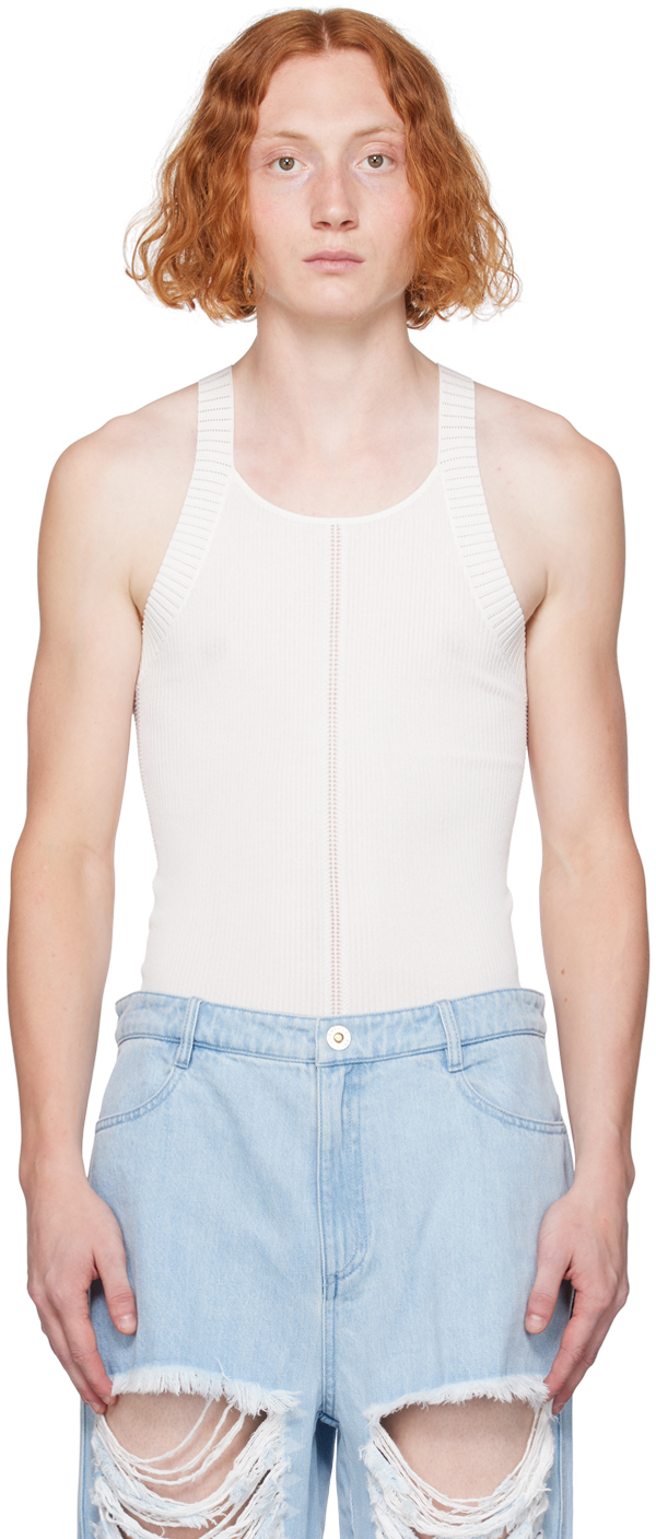 Dion Lee White Paneled Tank Top In Ivory