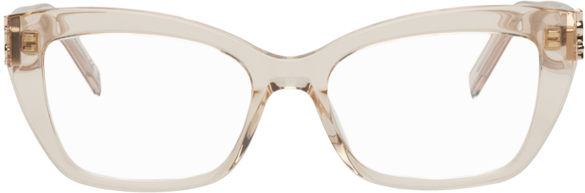 Saint Laurent Beige Sl M117 Glasses In 004 Nude/nude/transp