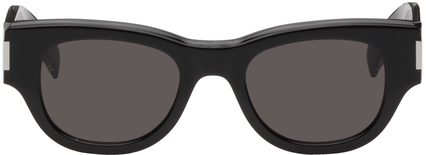 Saint Laurent Black Sl 573 Sunglasses In 001 Black/crystal/gr