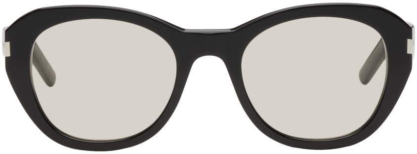 Saint Laurent Black Sl 604 Sunglasses In 001 Black/black/yell