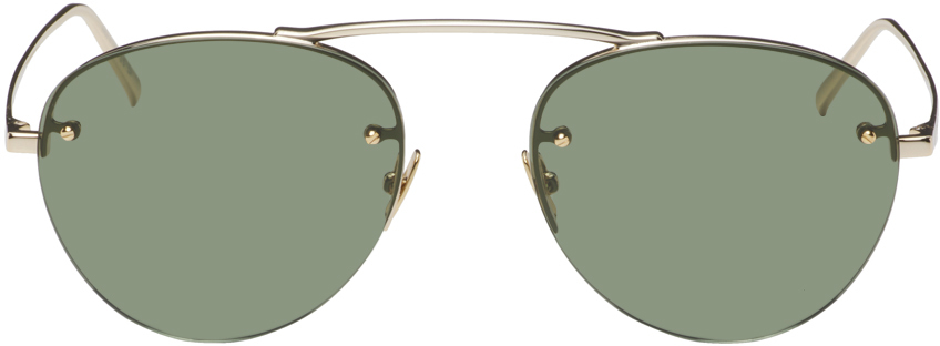 Shop Saint Laurent Gold Sl 575 Sunglasses In Gold-gold-green