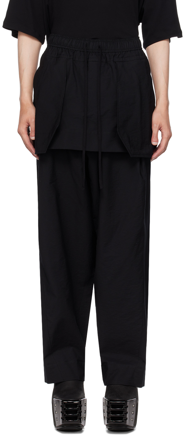 Black Armored Wide Trousers