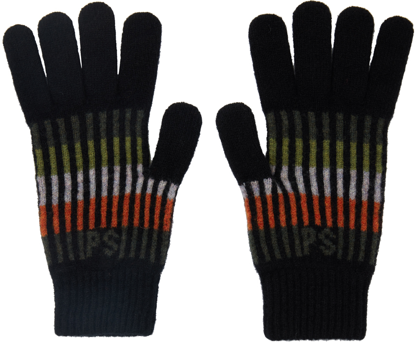 Ps By Paul Smith Black Jacquard Gloves In 79 Blacks