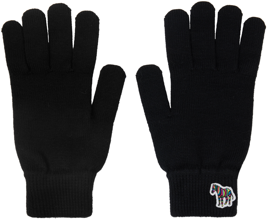 Ps By Paul Smith Black Zebra Gloves In 79 Blacks