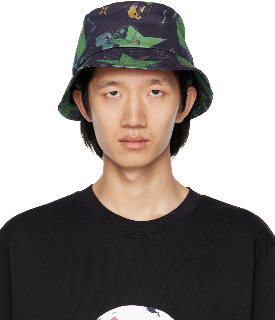 Ps By Paul Smith Graphic-print Cotton Bucket Hat In 47 Blues